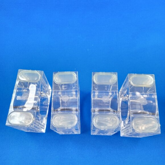 Set of 4 vintage clear plastic napkin holders salt & pepper combo in box unused - Picture 4 of 9